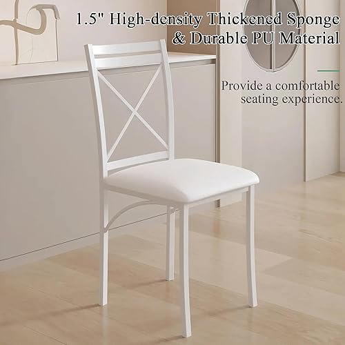 Miniatura 5 de VECELO juego de mesa de comedor de 5 piezas para 4, de mármol sintético, desayunador con sillas para cocina, rincón de desayuno, espacio pequeño,