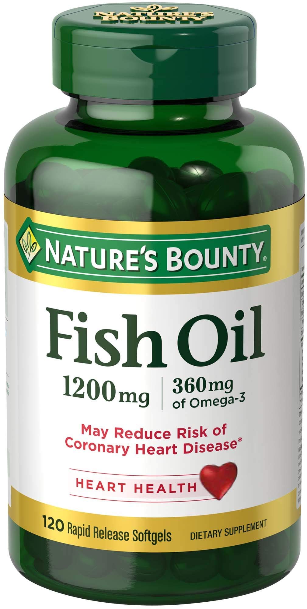 Nature's BountyF.ish Oil, Supports Heart Health, 1200 Mg- 120 Ct - Rapid Release Softgels,…