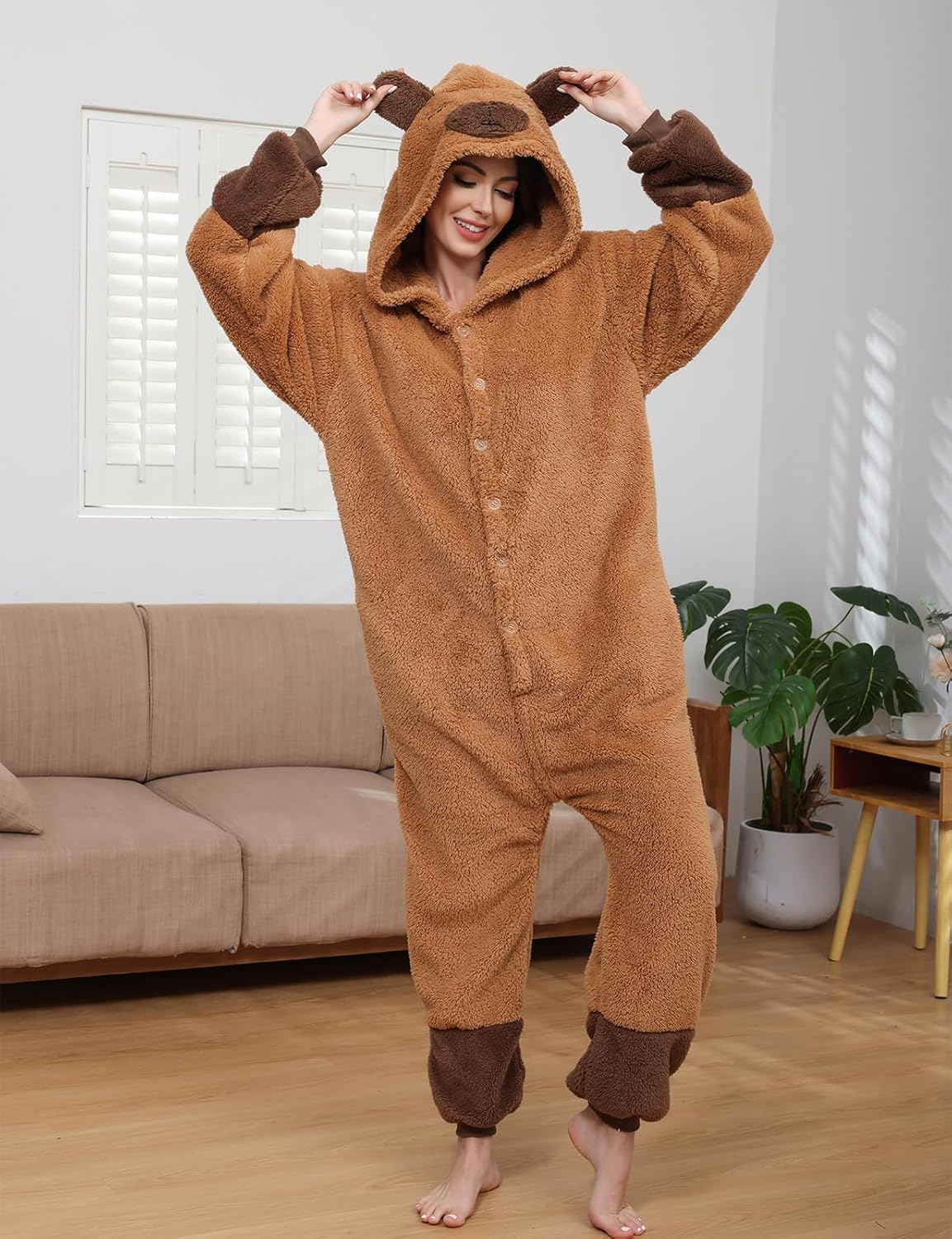 LATH.PIN Animal Onesie Pajamas for Adults Unisex One Piece Halloween Cosplay Costume Sleepwear for Women and Men - Image 2