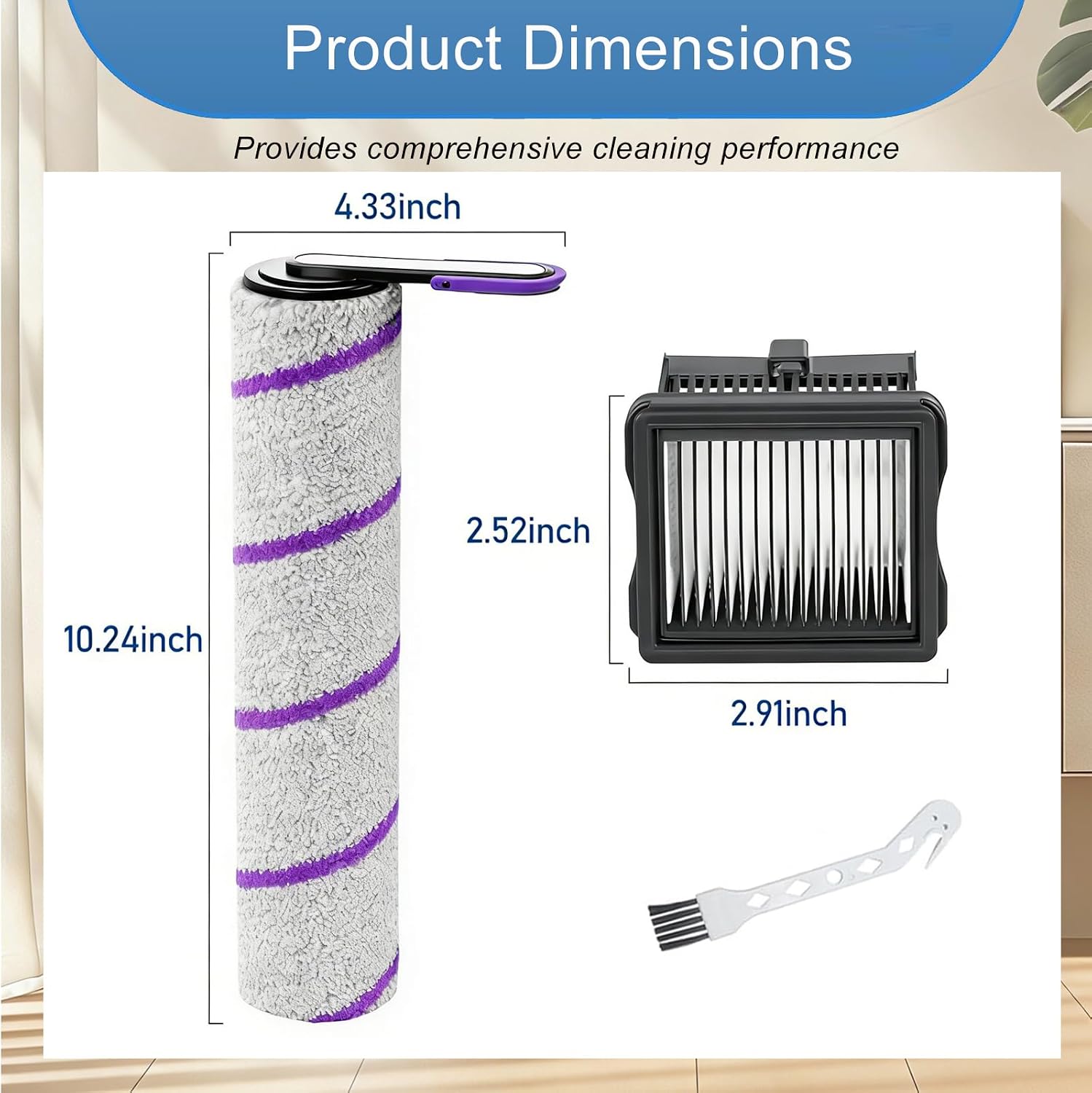 Narwal S20 Pro Replacement Parts, Wet Dry Vacuum Accessories Kit, 3 Brush Rollers, 3 HEPA Filters, 1 Cleaning Brush