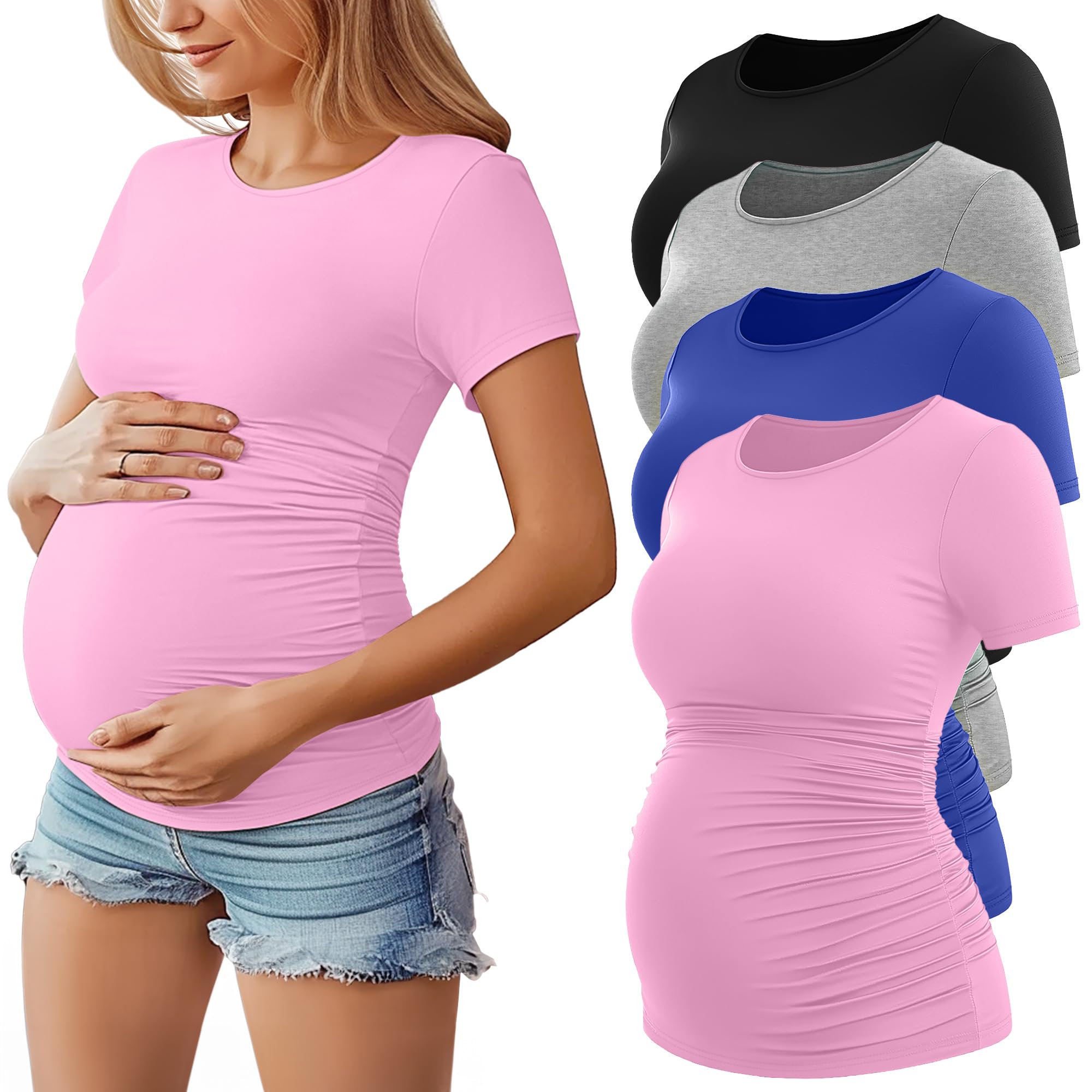 Huukeay 4 Pack Maternity Shirts