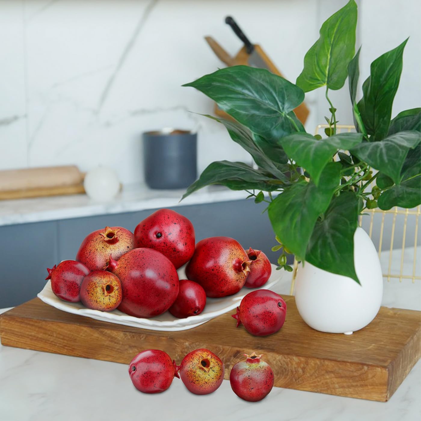 Woration 12PCS Simulation Pomegranates Decoration Artificial Fruits Props