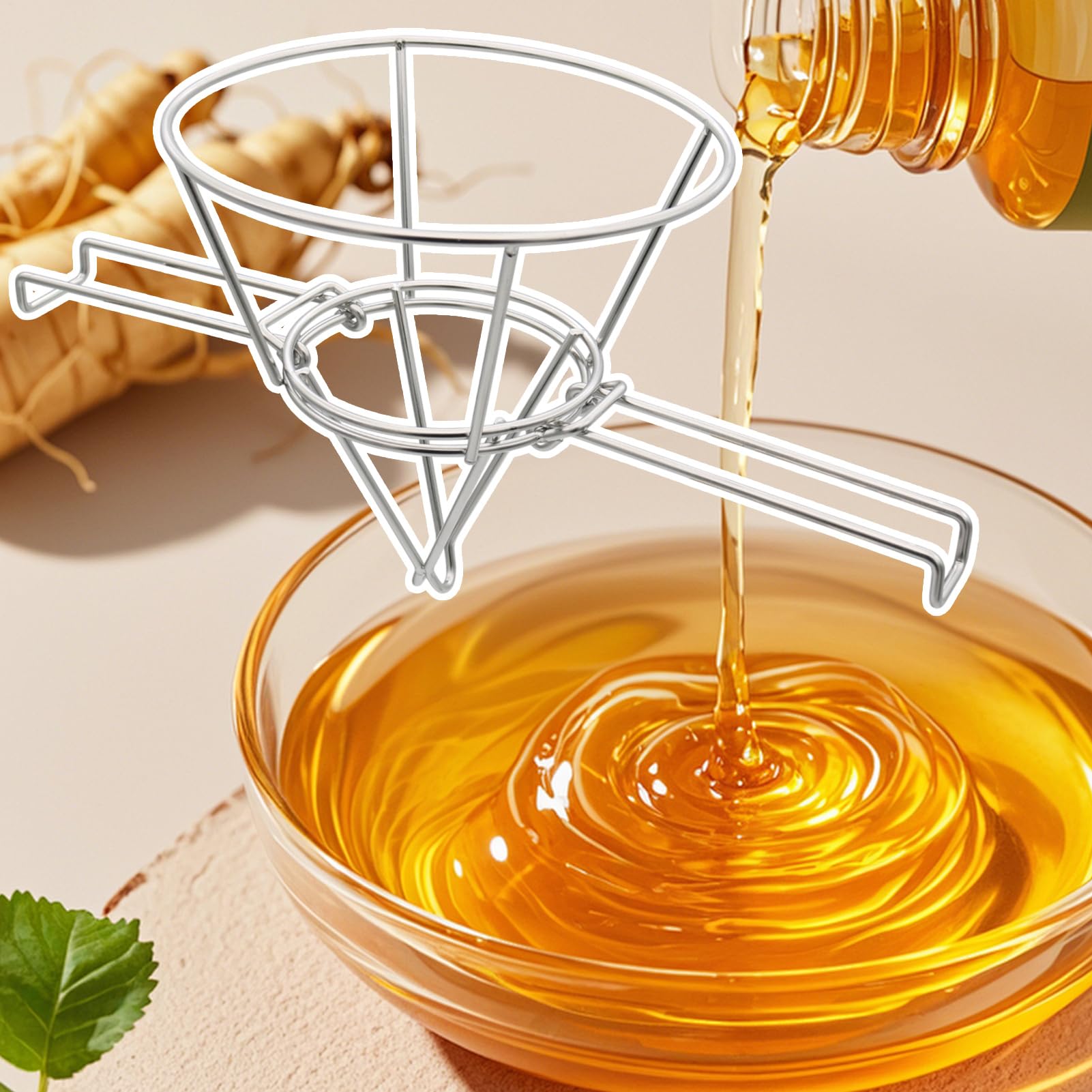 Support de filtre en forme de cône de sirop d'érable - Support de filtre en acier inoxydable avec bras pliables pour cuisine, maison, hôtel