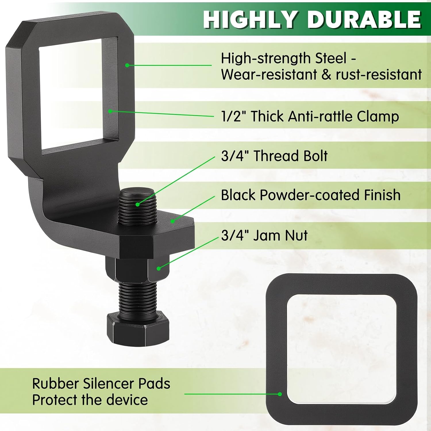 Anti Rattle Hitch Clamp Hitch Tightener with 2 Silencer Pads Trailer Anti Rattle Device Heavy Duty Stabilizer (2 Inches)