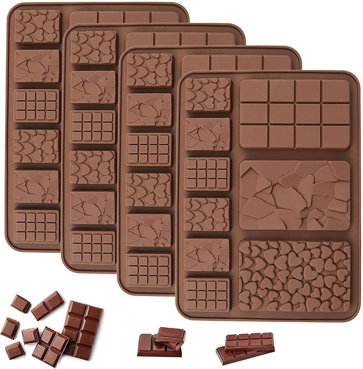 RKPM HOMESBreak-Apart Shape Chocolate Mould | Dairy Milk Chocolate Bar | Silicone DIY 3D Candy Mold | Ideal for Chocolate, Cake, Brownie Topper, Gummy, Jello and Cake Decoration | Brown - 9 Cavity