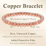 PEALICIOUS Bracelet en cuivre pour femmes et hommes, 6MM Bijoux de cuivre comme cadeaux d'anniversaire, Dainty Cooper Bracelets magnétiques Pulsera De Cobre para Mujer comme cadeaux de parents Bijelles d'Anniversaire pour elle