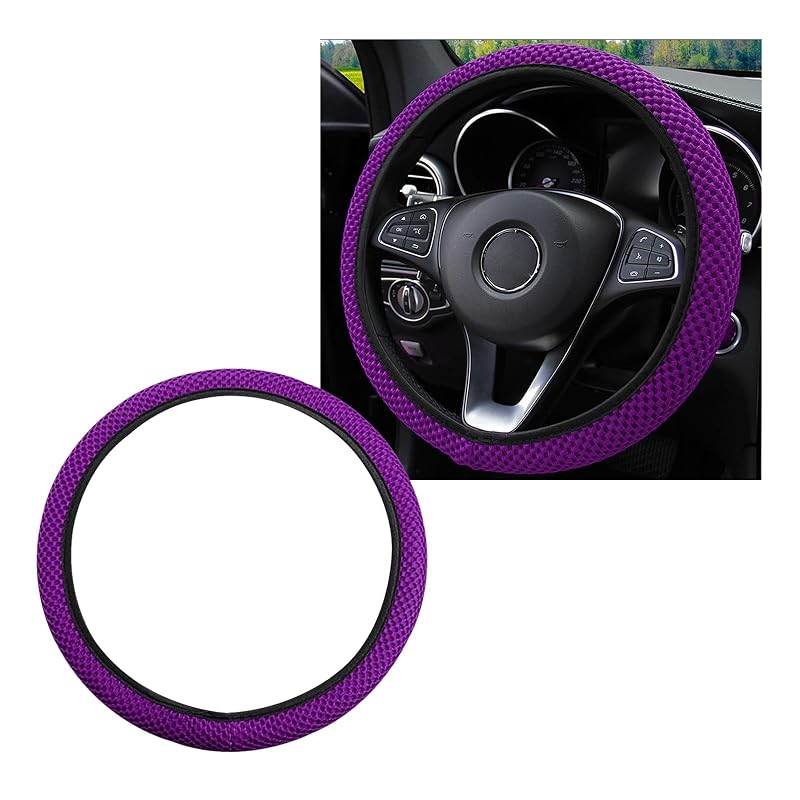 Capa Elástica para Volante Yourkar em Poliéster com Tecido Ice-Silk, Roxo-Escuro, 1 unidade