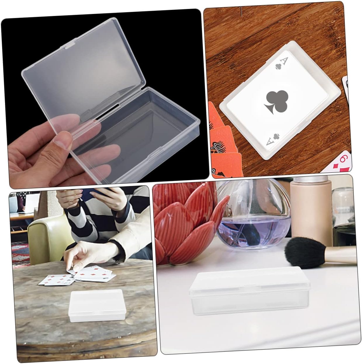 Abaodam 8pcs Storage Box Clear Playing Card Boxes Playing Card Storage Container with Lid Bead Container Play Food Jewelry Organizer Plastic