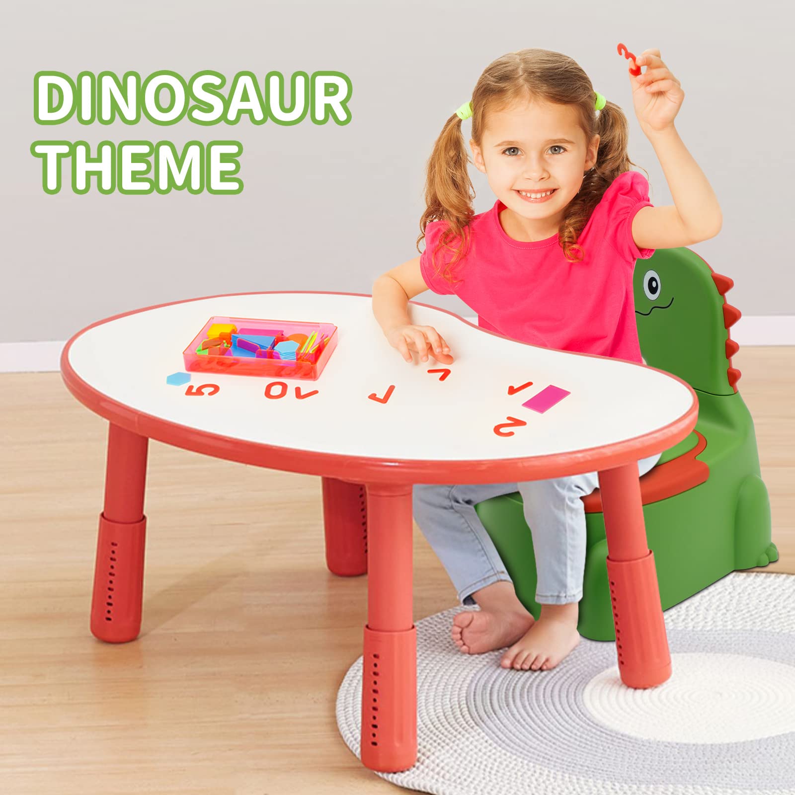 Vasino Bambini Vasetto per Bambini Wc, Toilette per Bambini a Tema Dinosauri, Vasino Portatile per Bambini da 1 a 6 Anni, Vasini Sedile con Coperchio Comodo Cassetto Vasino Mobile, Verde