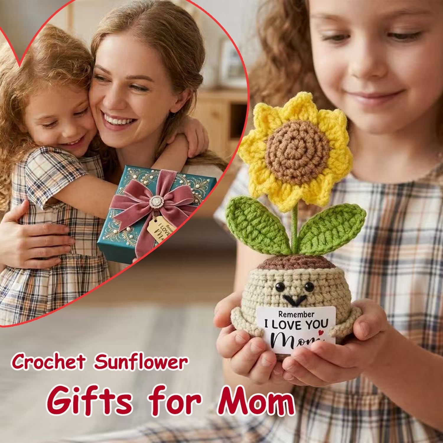 Positive Crochet Sunflower,Gifts for Mom from Daughter Son