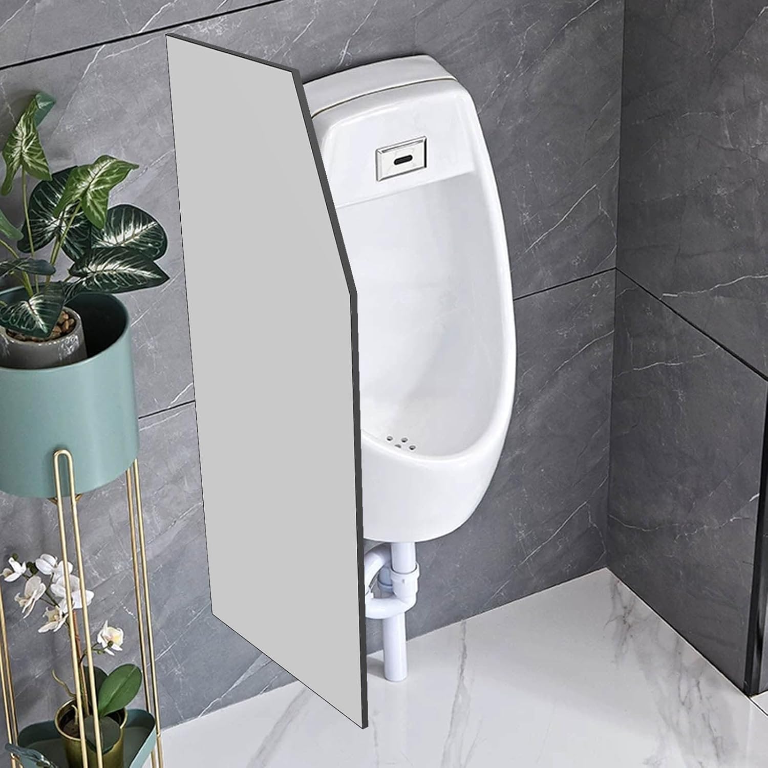 Toilet Partition Privacy Screen Bathroom Urinal Thickness 0.5" Wall Mounted Urinal Partitions Public Toilet Partition With Accessories Space Saving Easy To Install For Hotel Schools Shopping Malls(2 p