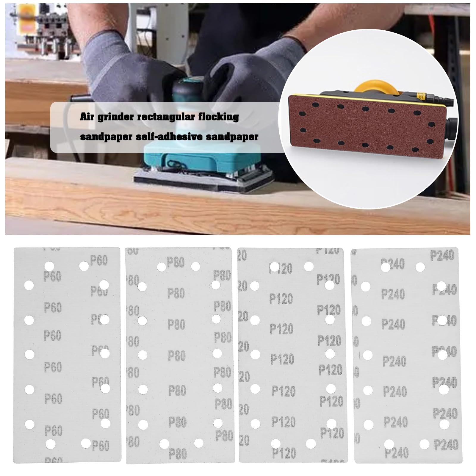 SG Store 40Pcs Sanding Sheets Set 115 x 230 mm Sander Pads Hook and Loop 1/2 Sanding Sheets for Orbital Sanders Mixed Grit 60/80/120/240 - Image 2