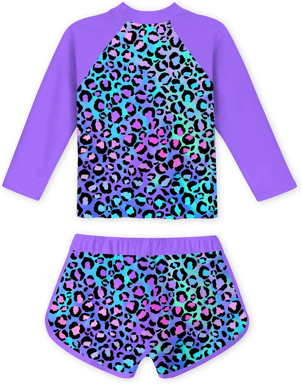 TUONROAD Girls 2 Pieces Rash Guard Swimsuit Long Sleeve Tankini for 4-10 Years - Image 4