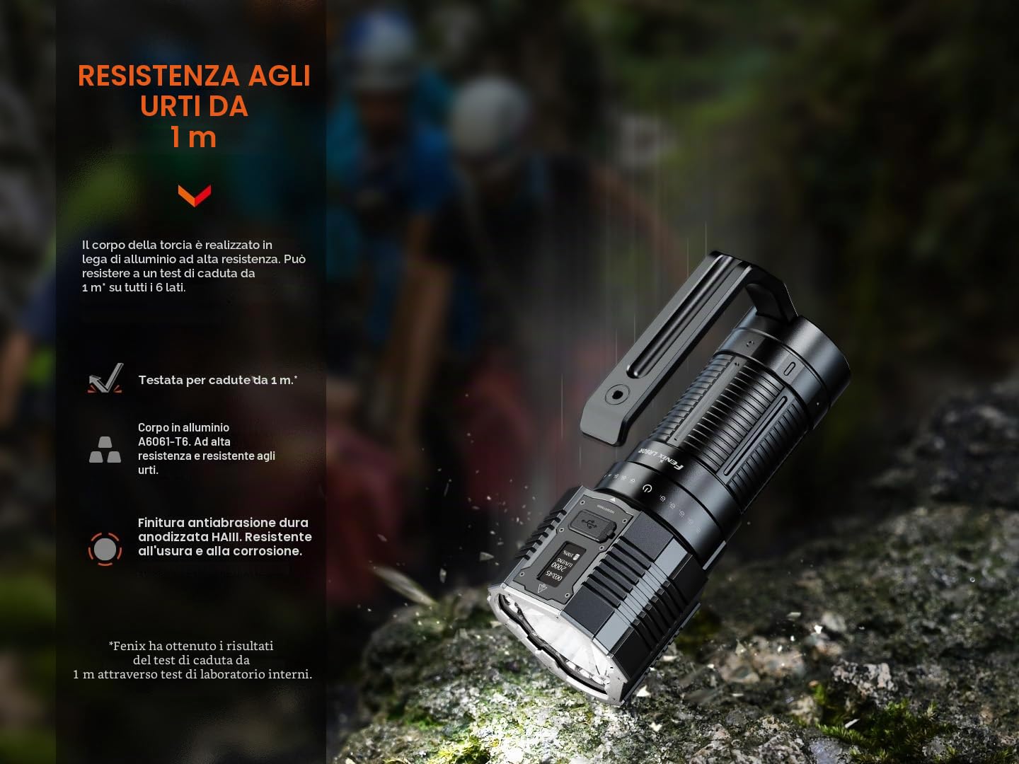 Fenix LR60R - Torcia a LED, estremamente luminosa, 21000 lumen, 1085 m, USB-C, batteria a ricarica rapida da 45 W, batteria da 4000 mAh, schermo OLED, IP68, impermeabile, per esterni, ricerca