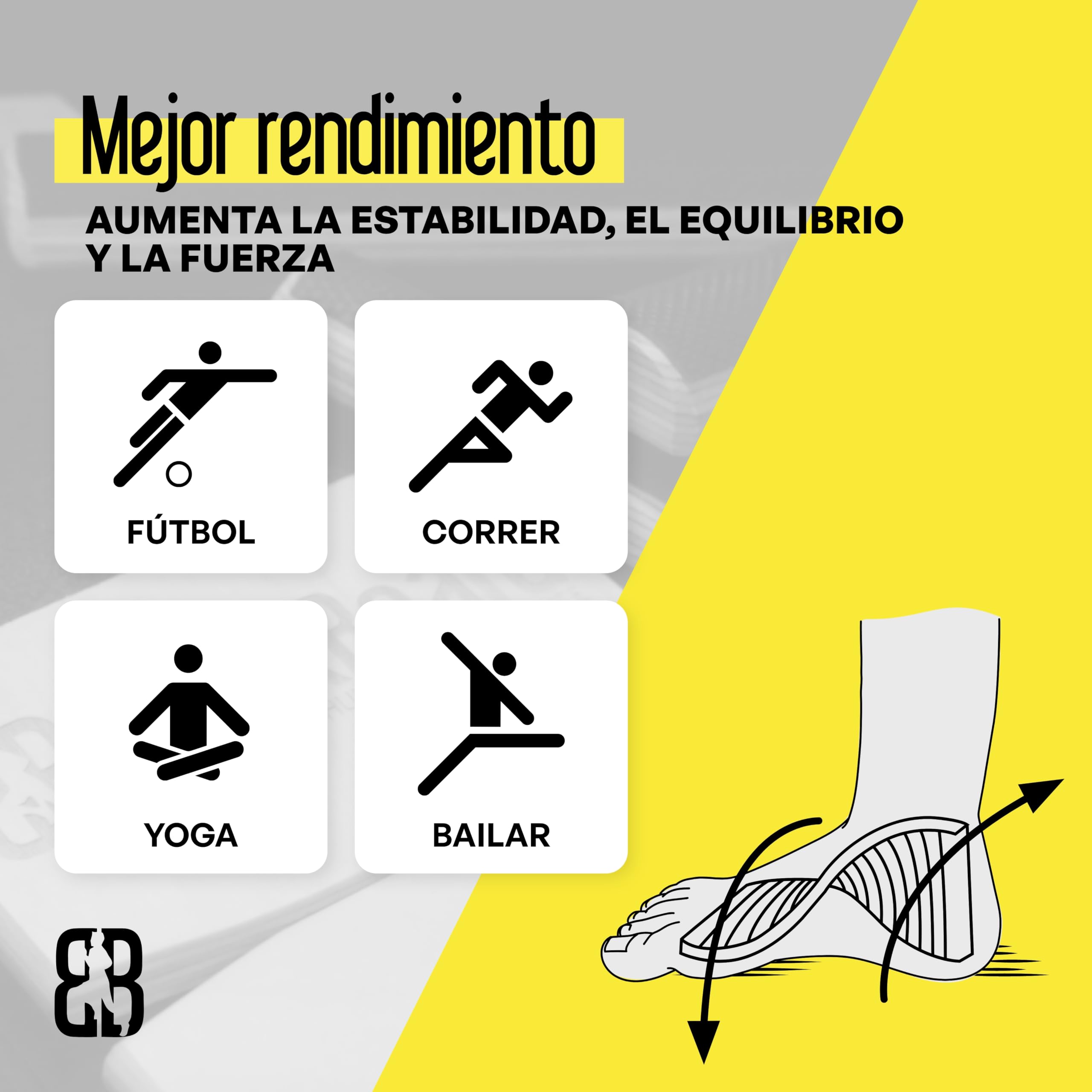 BlackBoard® tabla de entrenamiento para el pie I Fortalecimiento y estabilización eficaz | Entrenamiento del eje de la pierna para la prevención de dolores articulares | Fisioterapia – Made in Germany