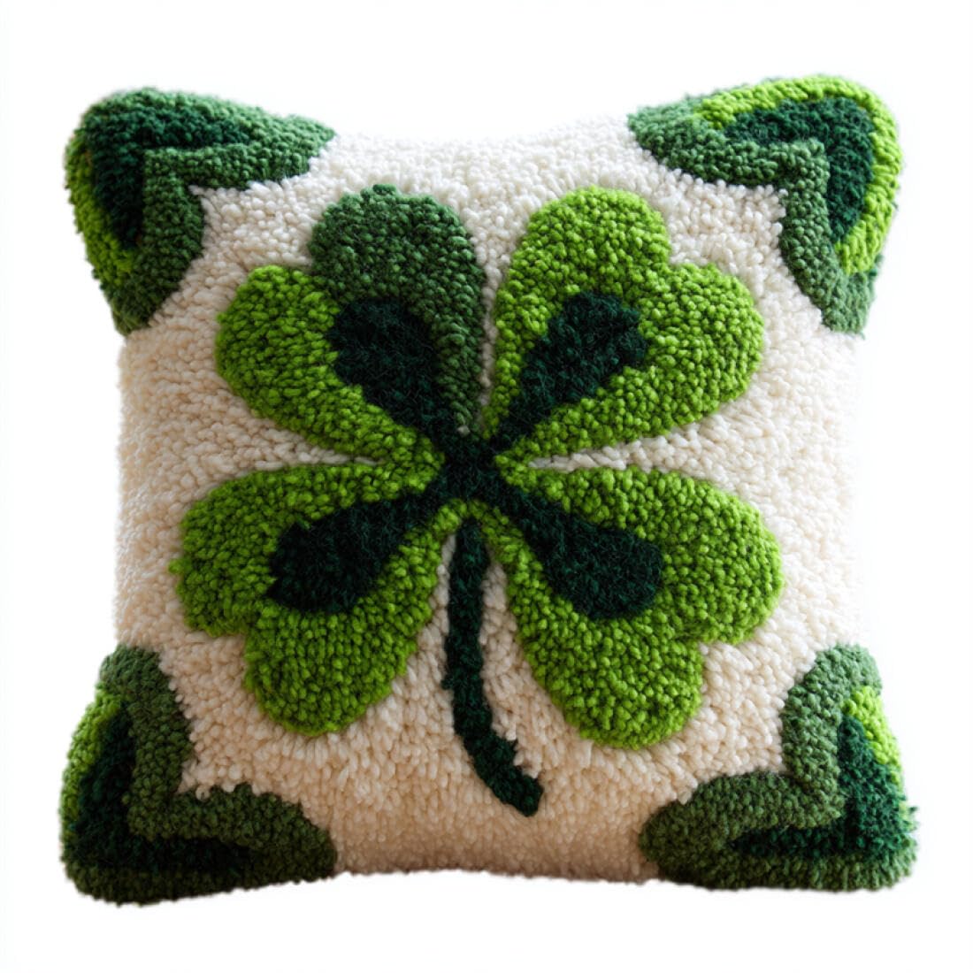 Kitquiver Latch Hook Cushion Kits Cartoon Leaves DIY Latch Hook Kits Pillow Printed Cushion Crochet Yarn 3D Embroidery Set Pillowcase Rug Home Decor 17x17In