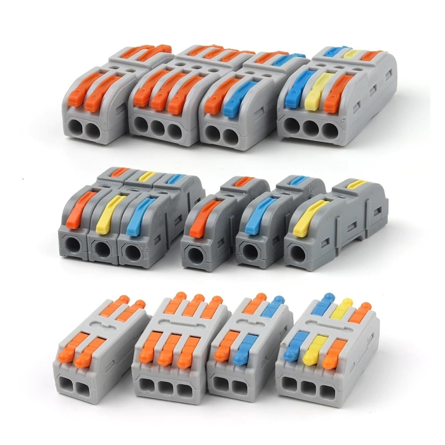 Universal Compact Wiring Splicing Conector 25/50/100 PCS Push-in Electrical Wire Connector Butt Terminal Block Docking Type Universal Fast Wiring Cable Connectors(NC-221 O,25PCS)