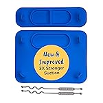 BUSY BABY Silicone Mat Bundle - 1 Original Mat Plus 1 Mini Mat, New Stronger Suction Cups, 6 Straps to Secure Baby Essentials and Keep Them Off The Floor, Baby Led Weaning, Wet Bag Included (Blue)