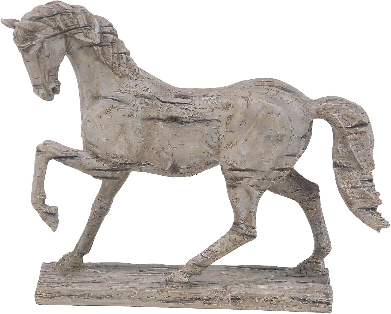 Deco 79 Polystone Horse Prancing Sculpture, 21" x 6" x 18", Beige