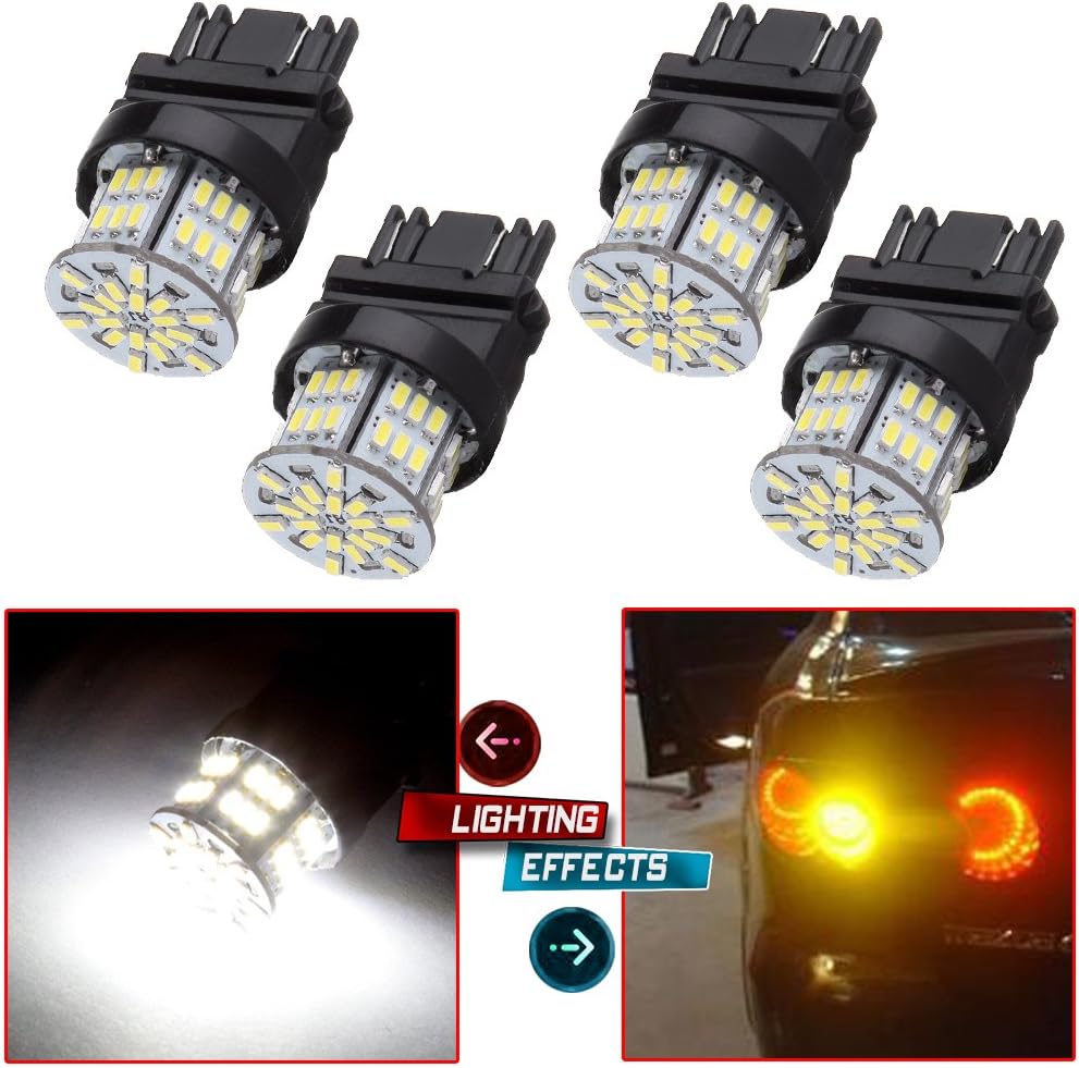 cciyu 4 Pack White 54 SMD 3157 Car Reverse LED Light Bulb 12V Replacement fit for