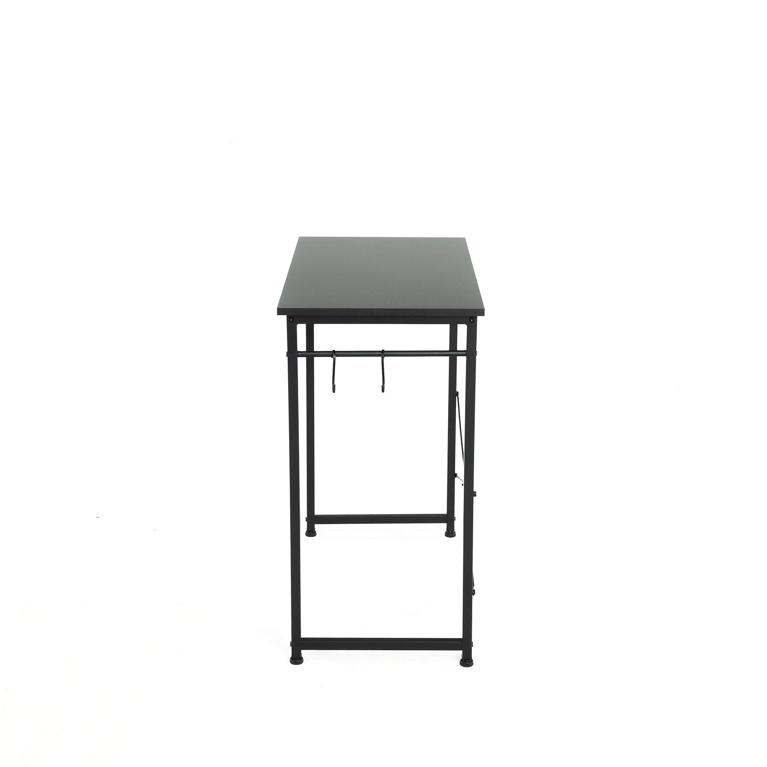 TEAMIX Small Computer Desk 32inch Vanity Table 3D Printer Stand Kitchen Shelf Study Writing Home Office Desk Mini Laptop Desk with Hooks Small Spaces Black Metal Frame (Black, 32x16x30 inch)