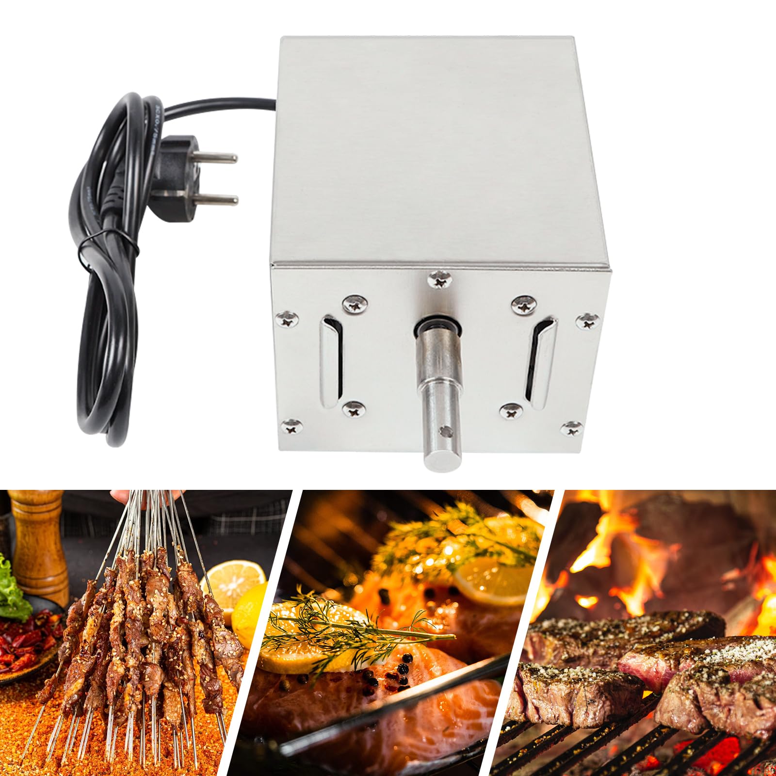 Kotsy grillmotor für grillspieß 220V, SP-S40 Edelstahl BBQ Grill Zubehör Bräter Elektromotor Ziegenschwein Huhn BBQ Spieß Rotisserie Roaster Grill Grillmotor 50-70kg