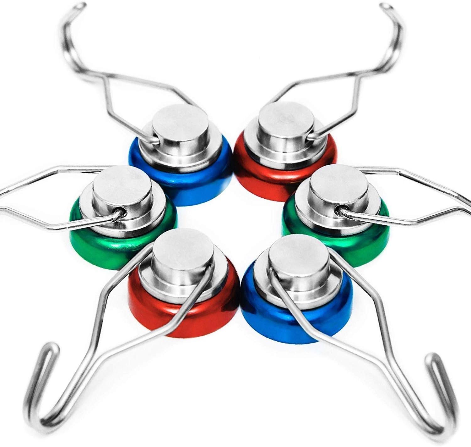 siMul 55lb Colorful Swivel Magnetic Hook - Heavy Duty Neodymium Magnets for Refrigerator Door Key BBQ Grill Locker Coat Powerful Magnetic Wreath Hanger Strong Magnetic Hooks for Cruise Cabins 6 Pack