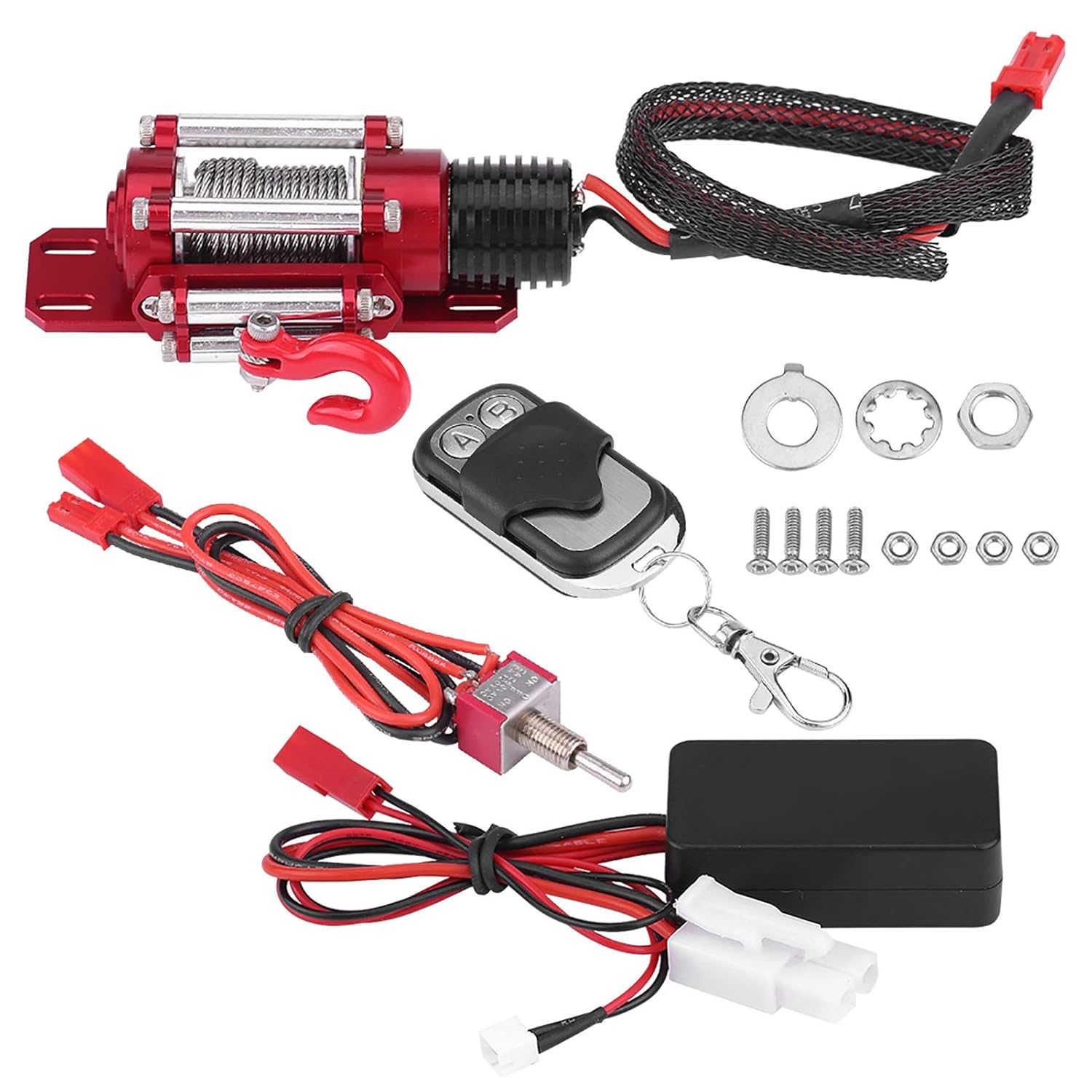 Dioche 1/10 Scale RC Model Vehicle Crawler Car Accessory Metal Winch with Remote Controller, Diochenurfgp24c8