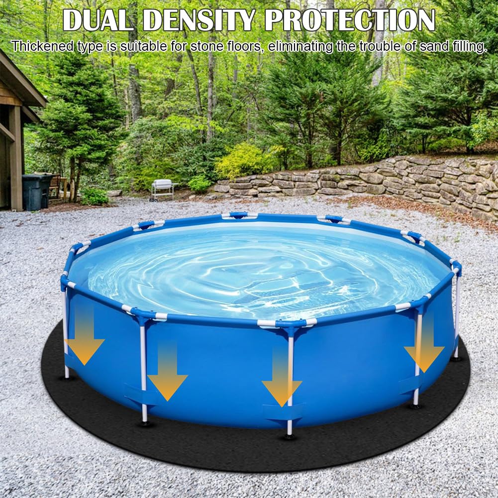 RANJIMA Tapis de piscine rond Ø 460 cm - Tapis de piscine antidérapant extérieur - Bâche de protection de sol pour piscines - Empêche les trous - Prolonge la durée de vie du revêtement