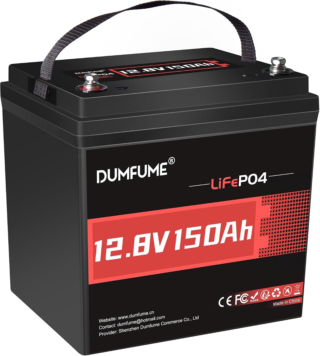 12V 150Ah Max LiFePO4 Battery, IP65 Waterproof 100A BMS | 15000+ Deep Cycle Rechargeable Lithium Iron Phosphate Battery With Low-Temp Protection for Solar, RV,Marine,Camping,Off-Grid