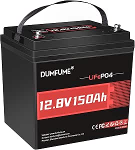12V 150Ah Max LiFePO4 Battery, IP65 Waterproof 100A BMS
