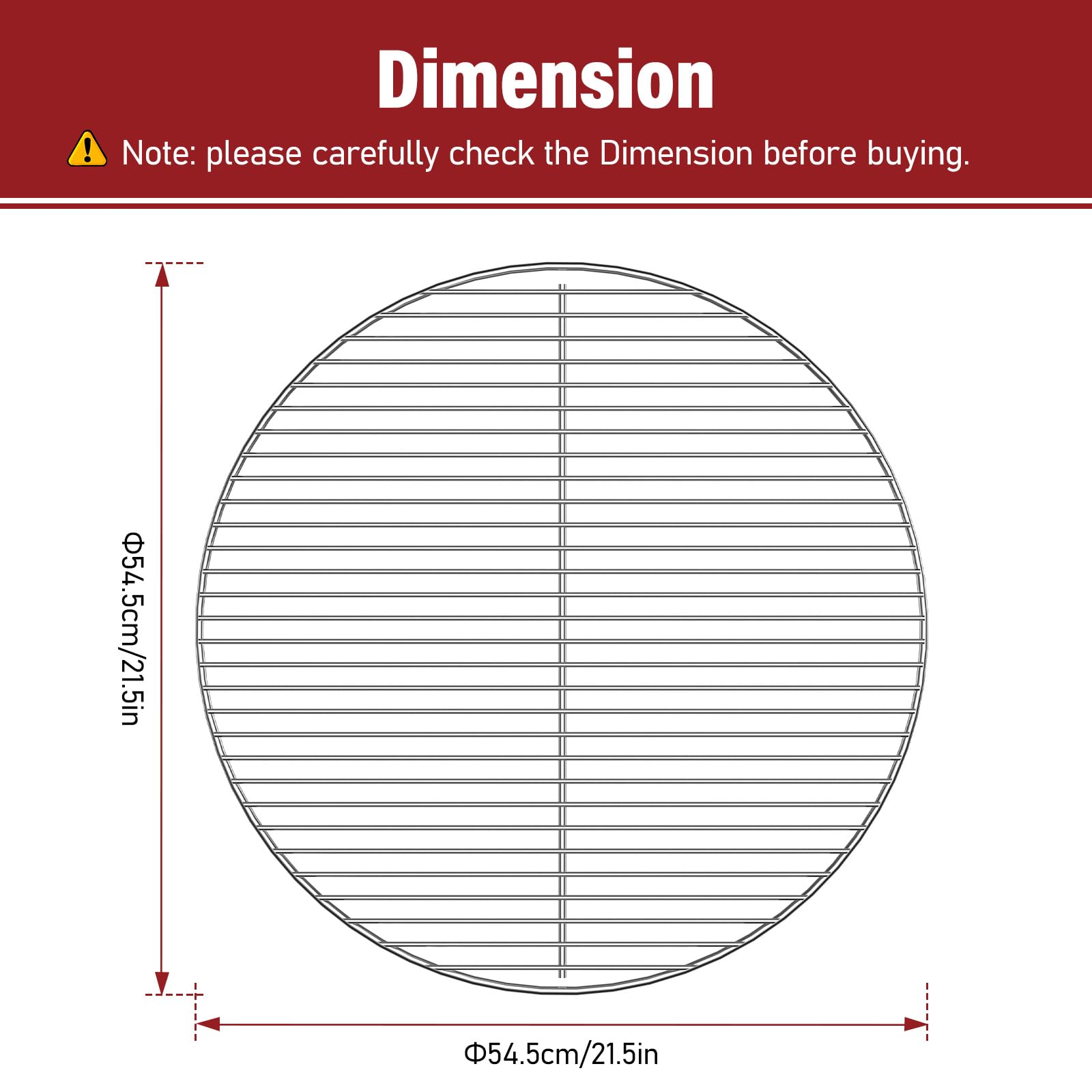 Griglia per Barbecue Rotonda in Acciaio Inossidabile Ø54,5 cm per griglia weber 57 cm, pezzi di ricambio per griglia tonda per barbecue weber 57 cm, One-Touch, Master-Touch - non pieghevole