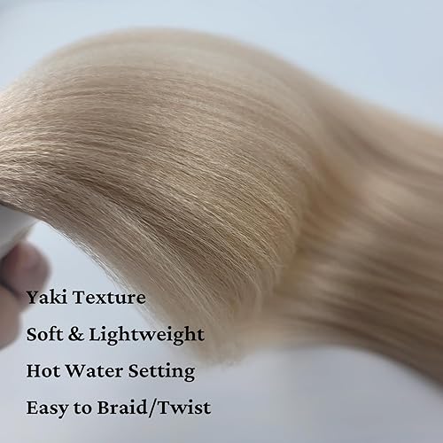 Miniatura 4 de Cabello trenzado rubio ceniza preestirado sin nudos, extensiones de cabello sintético falso para trenzar (paquete de 6)
