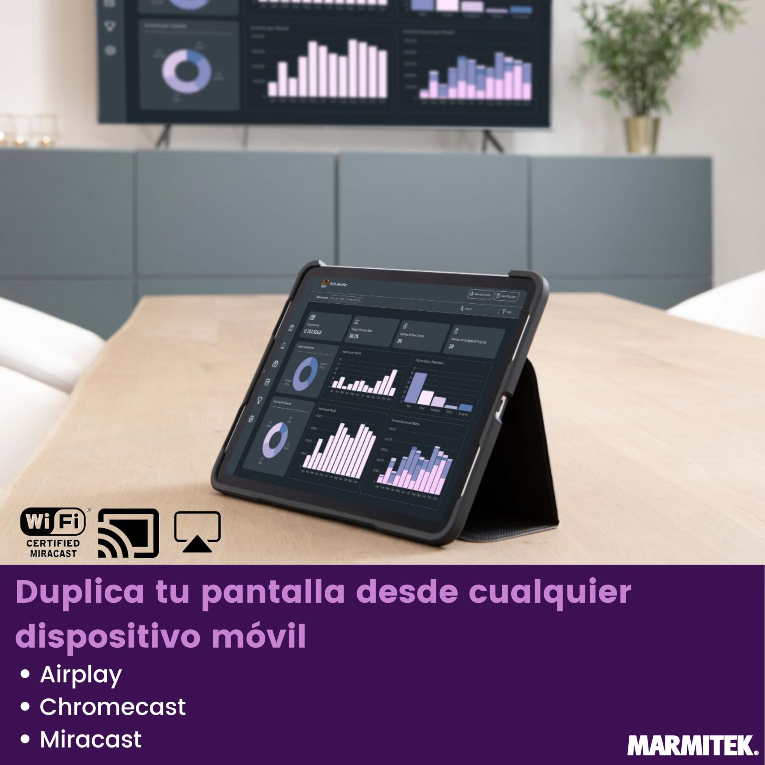 Marmitek Stream 4K Pro Kit 2TX/1RX - Sistema presentación 4K inalámbrico | Presente sin software ni Wi-Fi con 2 dongle USB-C y receptor, pantalla dividida, touchback, PoE, doble HDMI y BYOD mirroring