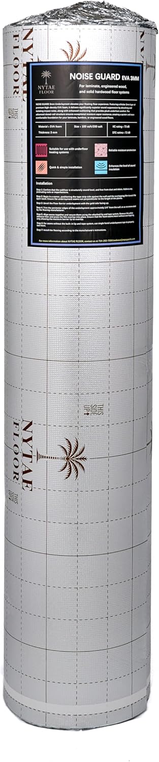 Noise Guard 200, EVA 3mm Underlayment with Silver Film – Premium Moisture Barrier & Sound Reduction Pad for Laminate, Engineered Wood, and Floating Floors, Covers 200 sqt