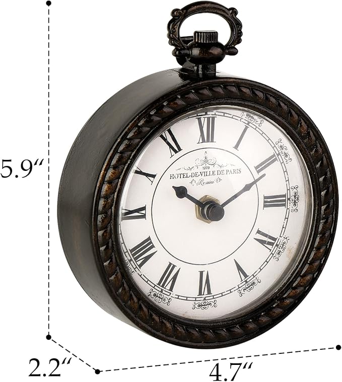 Reloj de Pared Vintage Redondo NIKKY HOME 4.7 Pulgadas Silencioso miniatura 3
