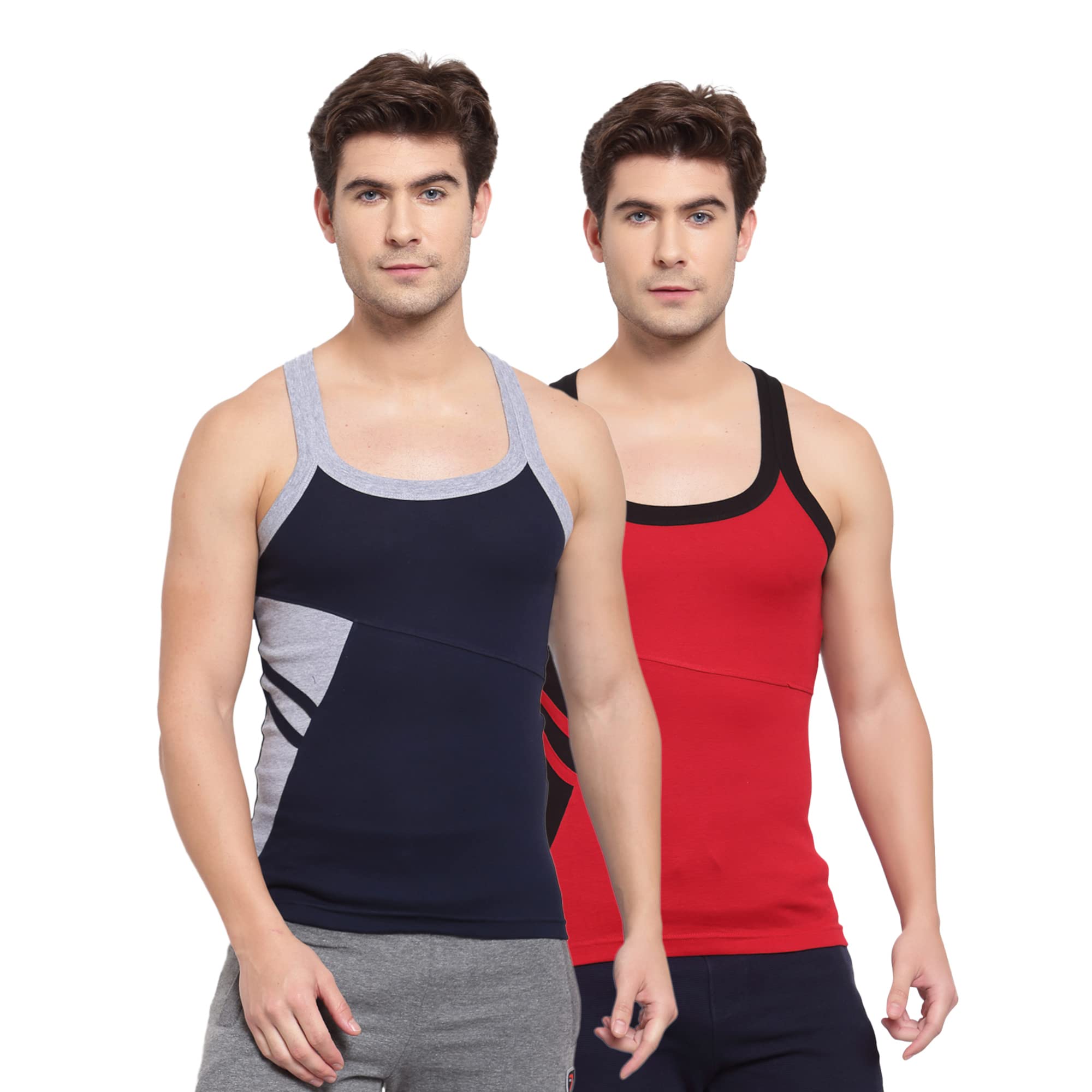 SportoMen's Round Neck Solid Vest, Premium Super Soft Cotton, Ultra Light (Pack of 2)