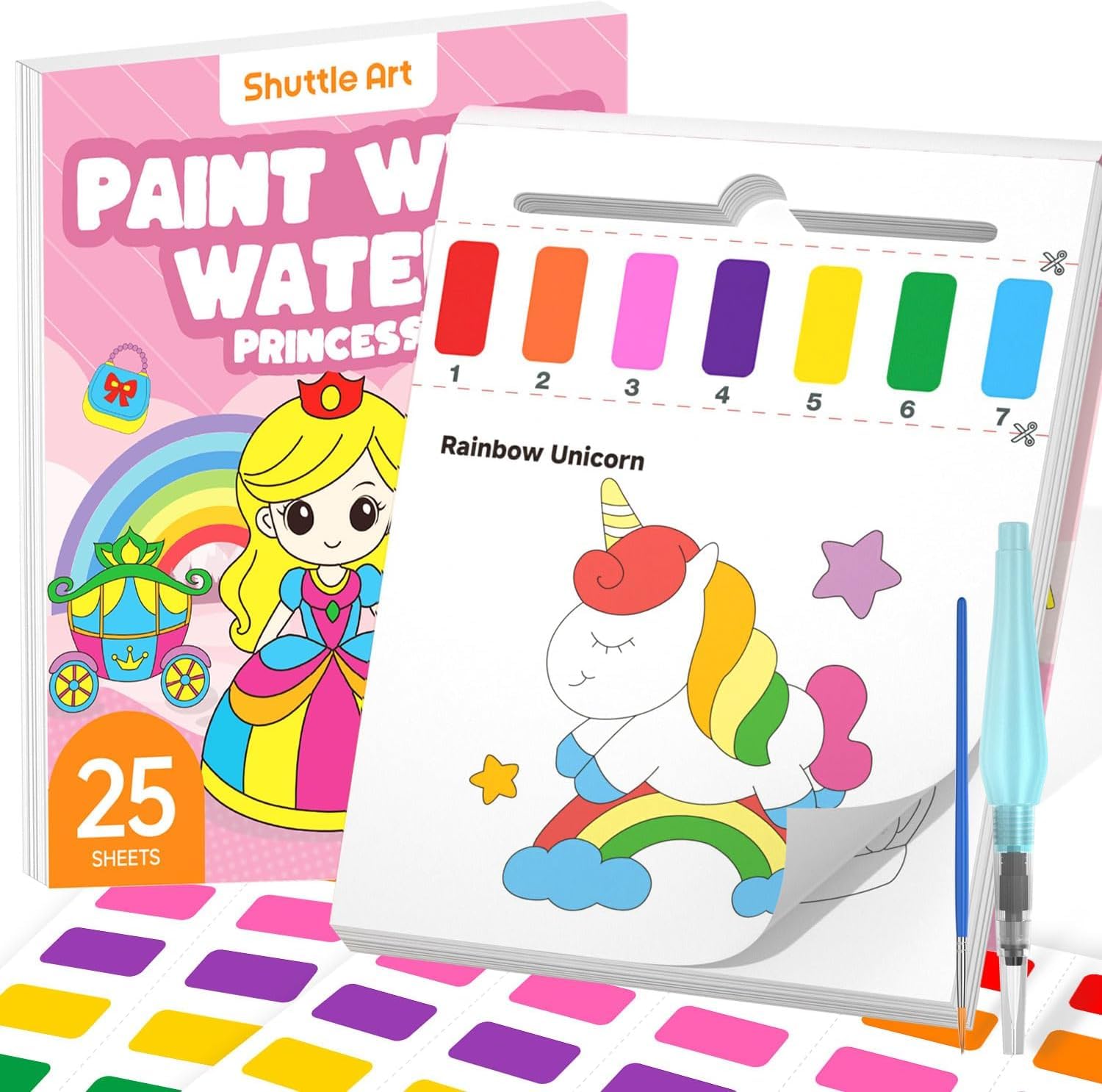 Amazon.co.jp: Shuttle Art 水彩塗り絵 プリンセス 子供用水彩絵本