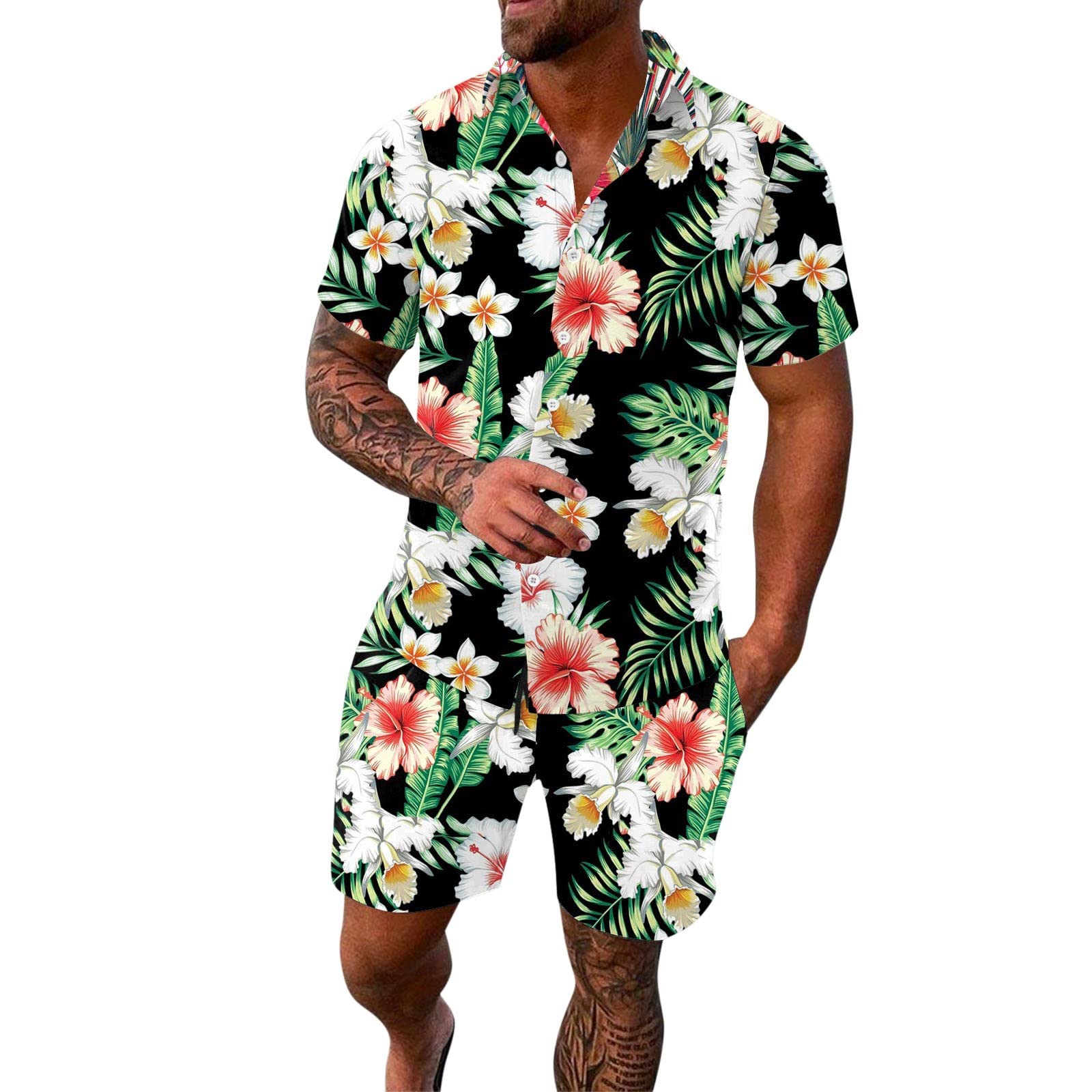 HAPPY BAY Men's Hawaiian Shirt - Short Sleeve, Rayon, Tropical Print, For Beach & Parties - View #3