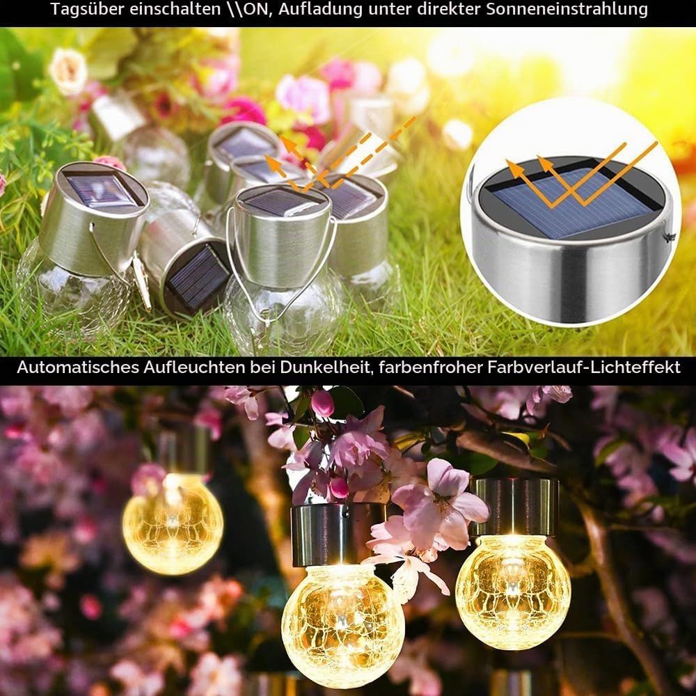 HIQE-FL Luces Exterior Solares,10 Piezas Lámparas Solares LED De Cristal