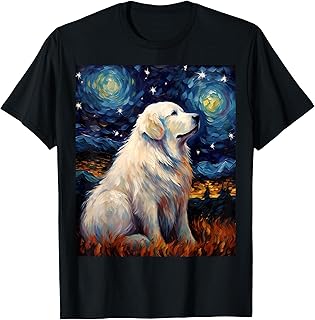 Surreal Starry Night Great Pyrenees Dog T-Shirt