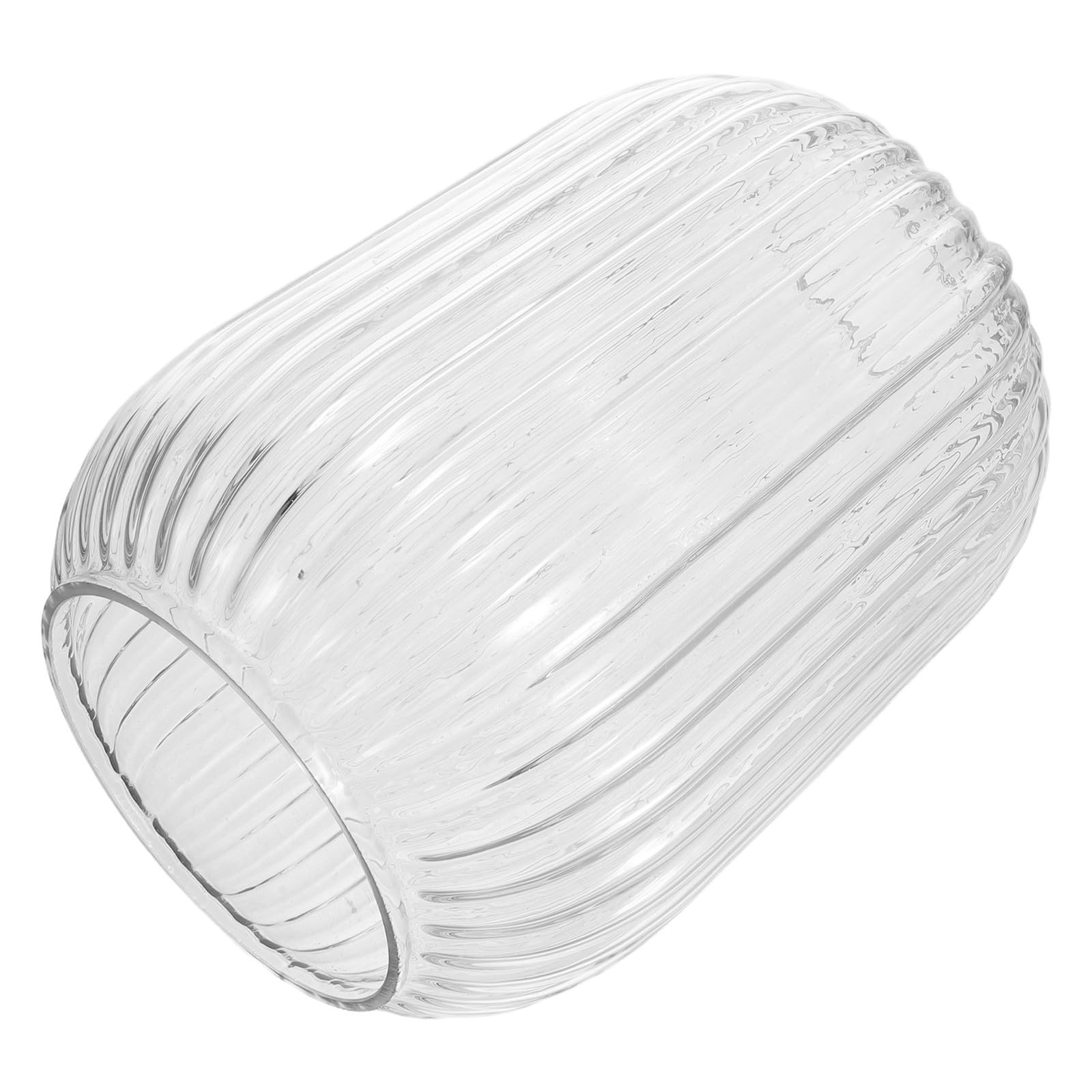 MALUGOGO Ribbed Glass Lampshade with E27 Base, Hanging Pendant Lamp Shade for Living Rooms, Dust Resistant and Versatile Fit Decorative Lighting Accessory