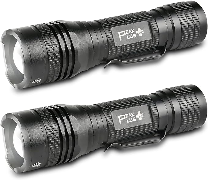 PeakPlus LED Tactical Flashlight PTAC1000 [2 PACK] Single Mode, High