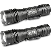 PeakPlus LED taktik el feneri PTAC1000 [2'li paket] - tek modlu, y ksek l men, yak nla t r labilir, suya dayan kl , fla    - kamp, d  mekan, acil durum, klipsli g nl k el feneri