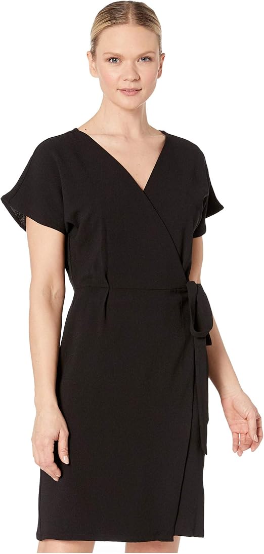 Bobeau Short Sleeve Crepe Wrap Dress 