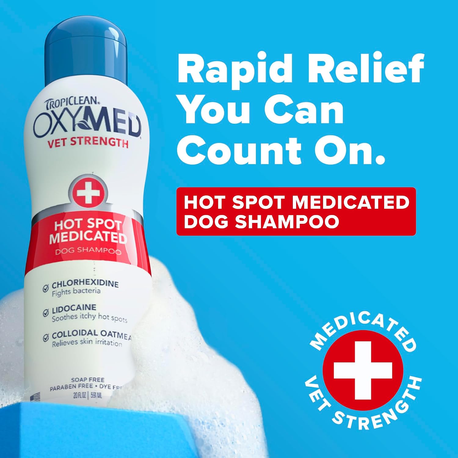 OxyMed Vet Strength Hot Spot Medicated Dog Shampoo, Chlorhexidine, 20oz