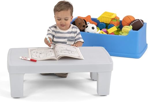 Simplay3 Play Around Toy Box Table, Multipurpose Kids Toy Box and Toddler Play Table for Toys, Art Supplies, Crafts, Durable, Plastic Large Toy Box, Made in USA