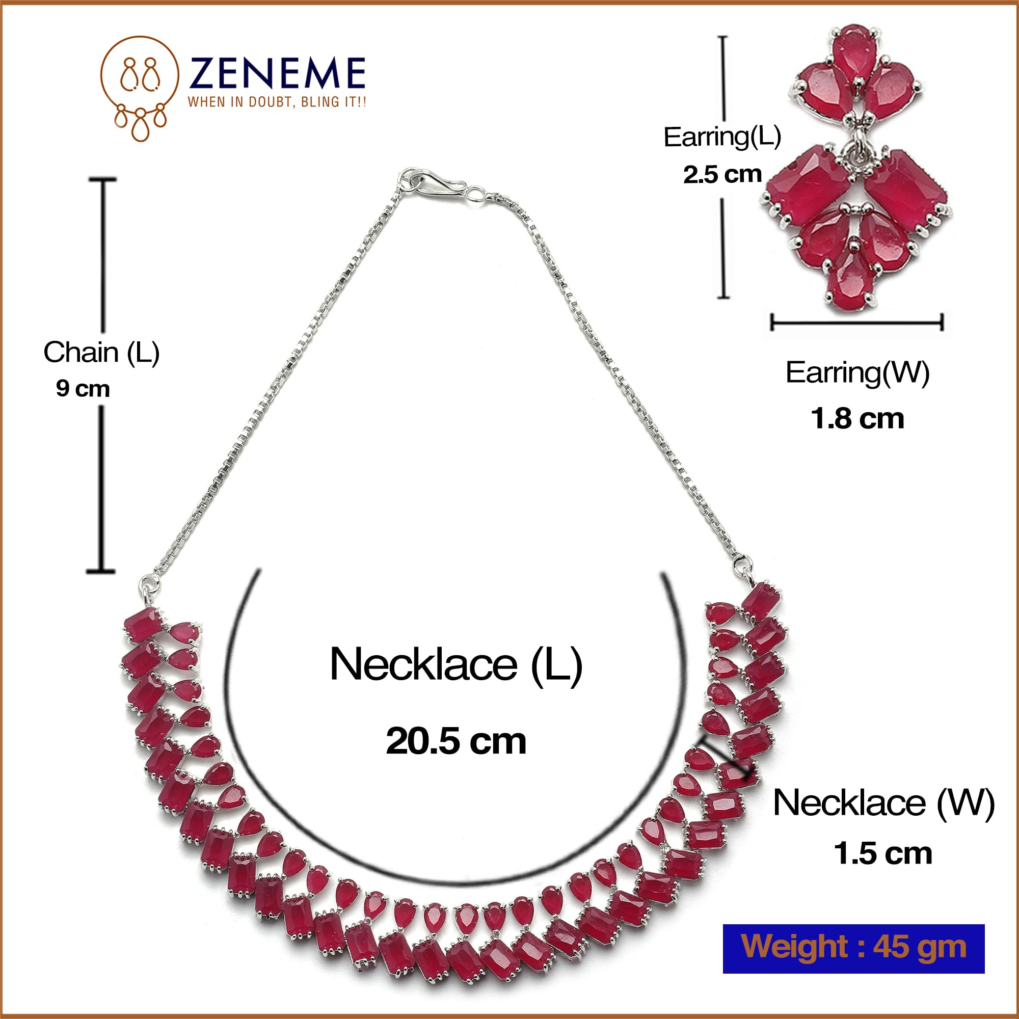 Pear Shaped American Diamond Necklace Set