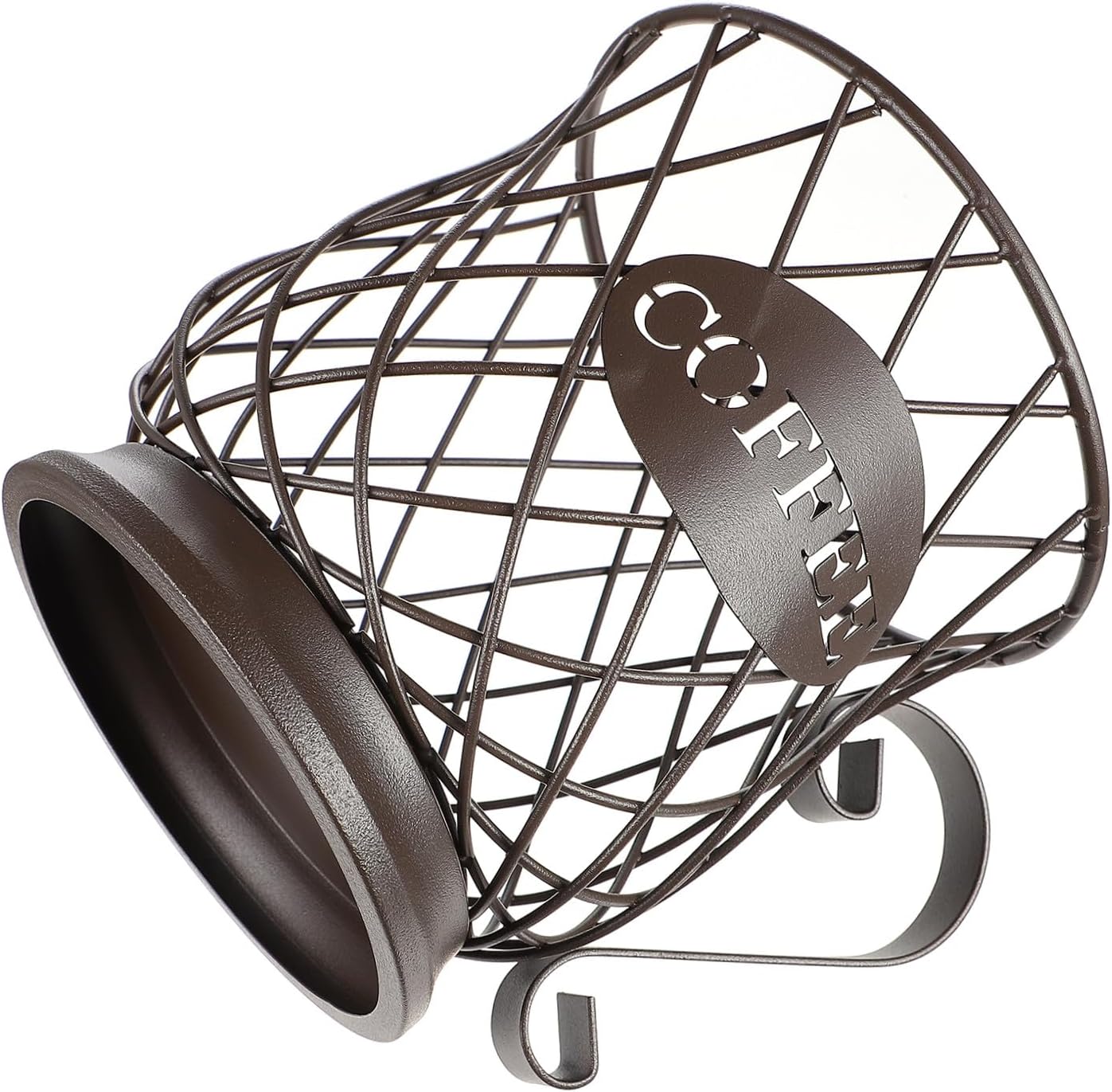 Kichvoe Metal Coffee Pod Holder Basket Organizer Brown Coffee Capsule Storage Cup with Countertop Design for Kitchen and Bar Accessories
