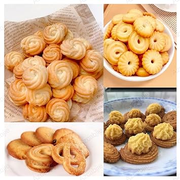 Cookie Press Biscuit Maker,Automatic Cookies Making Machine,50-60Rpm Electric Biscuit Cookie Making Machine,8 Replaceable Nozzles,6 Cookie